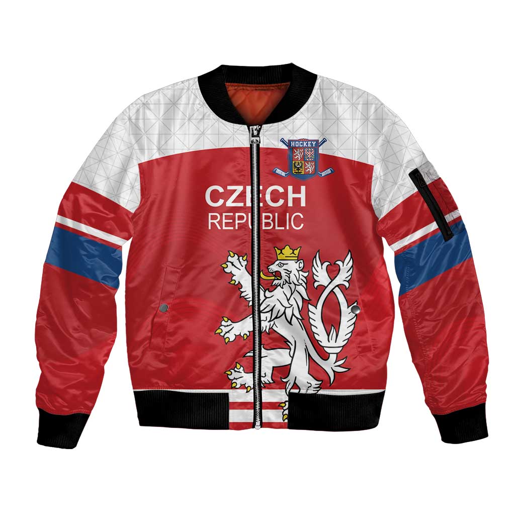 Custom Czech Republic Hockey Sleeve Zip Bomber Jacket Czech Lion