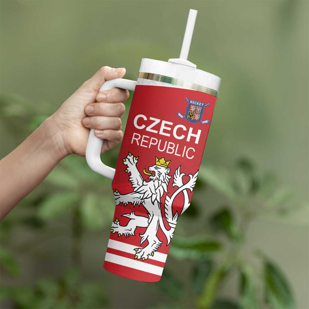Custom Czech Republic Hockey Tumbler With Handle Czech Lion