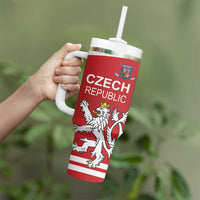 Custom Czech Republic Hockey Tumbler With Handle Czech Lion