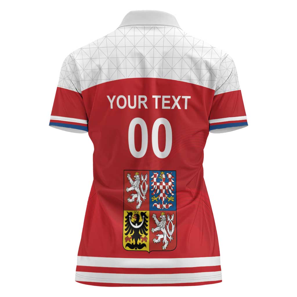 Custom Czech Republic Hockey Women Polo Shirt Czech Lion