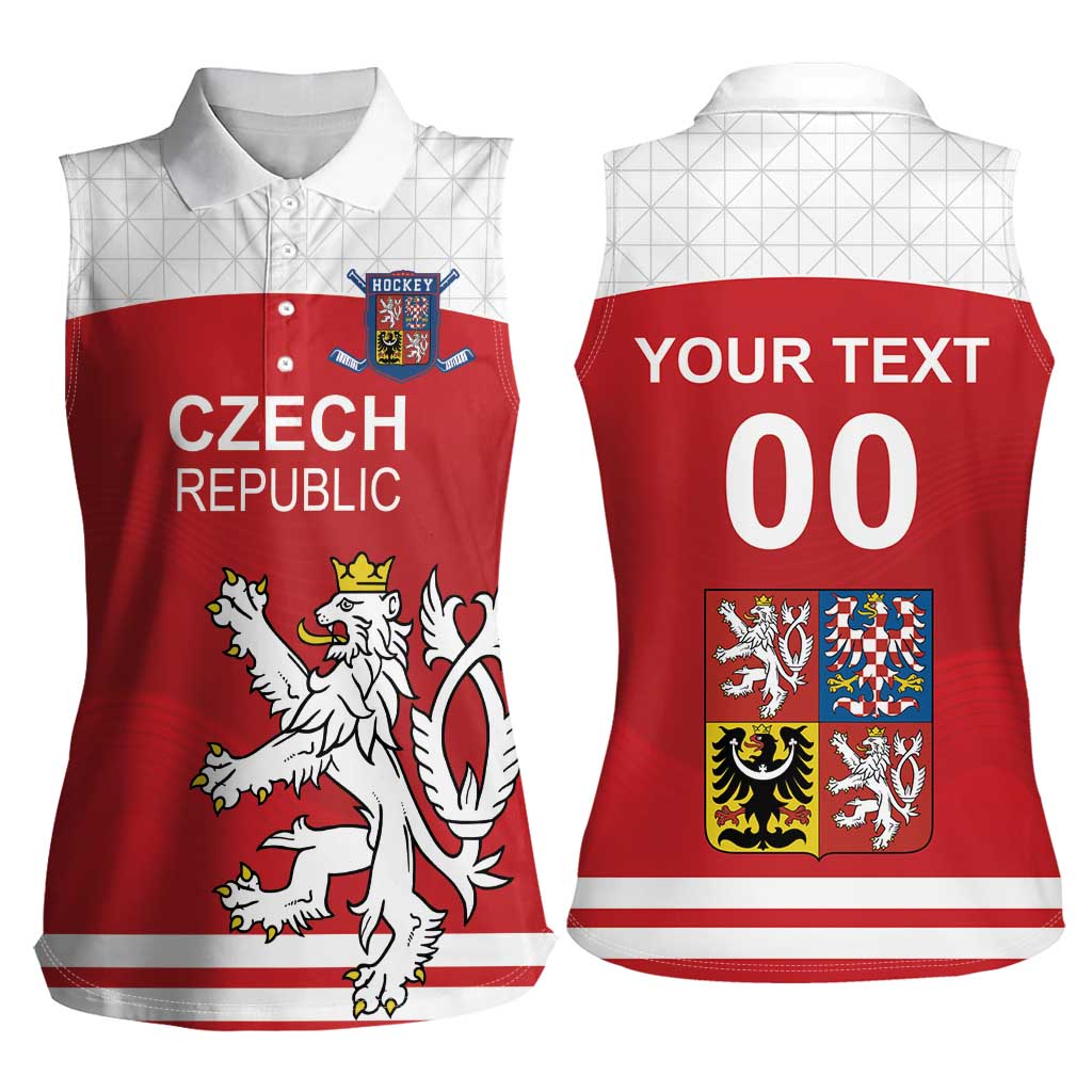 Custom Czech Republic Hockey Women Sleeveless Polo Shirt Czech Lion