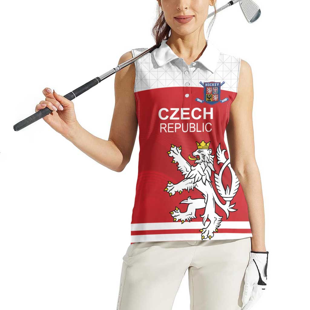 Custom Czech Republic Hockey Women Sleeveless Polo Shirt Czech Lion