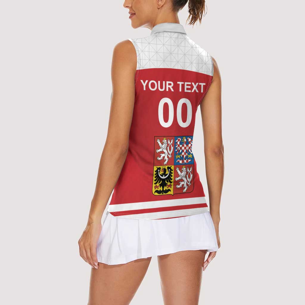 Custom Czech Republic Hockey Women Sleeveless Polo Shirt Czech Lion