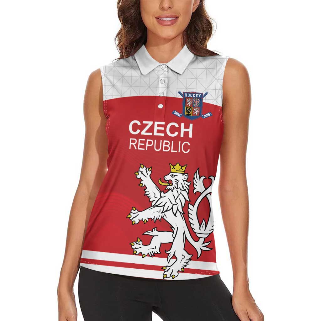 Custom Czech Republic Hockey Women Sleeveless Polo Shirt Czech Lion
