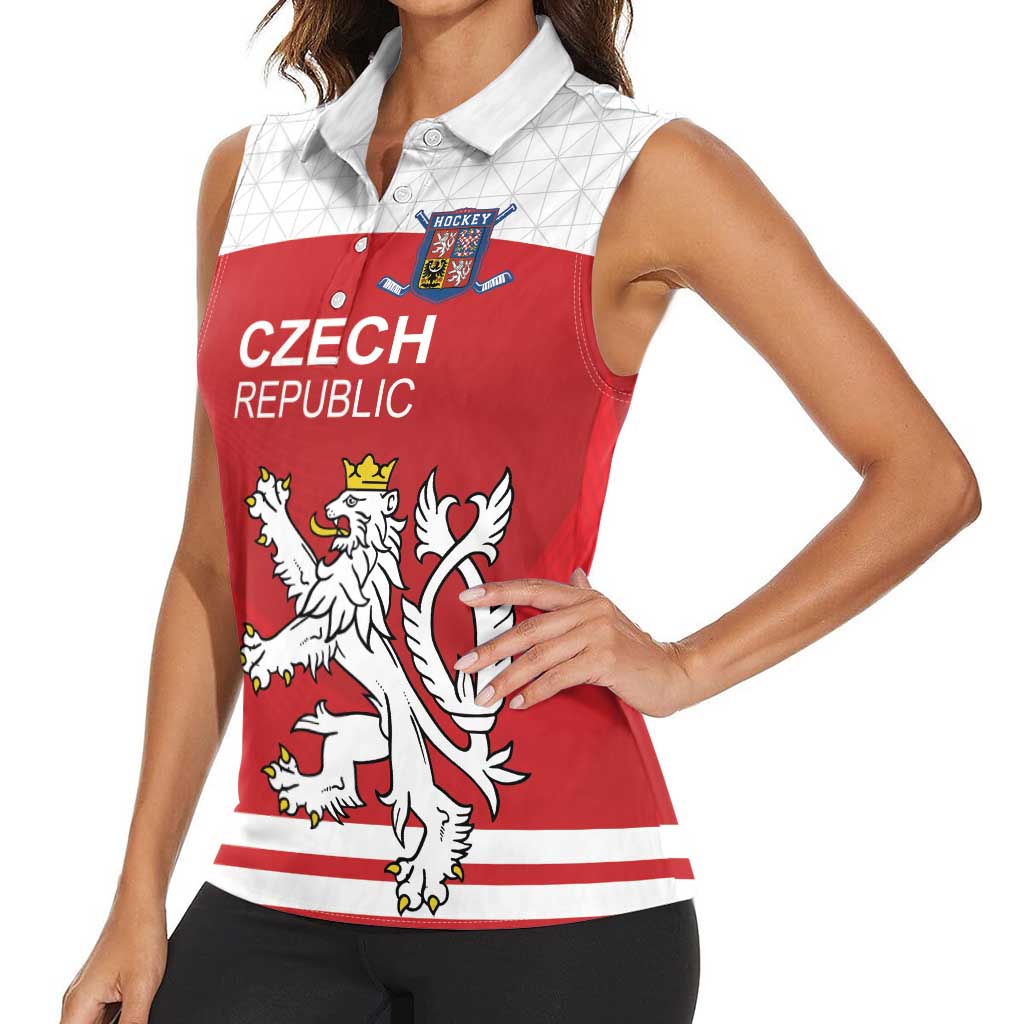 Custom Czech Republic Hockey Women Sleeveless Polo Shirt Czech Lion