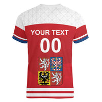 Custom Czech Republic Hockey Women V-Neck T-Shirt Czech Lion