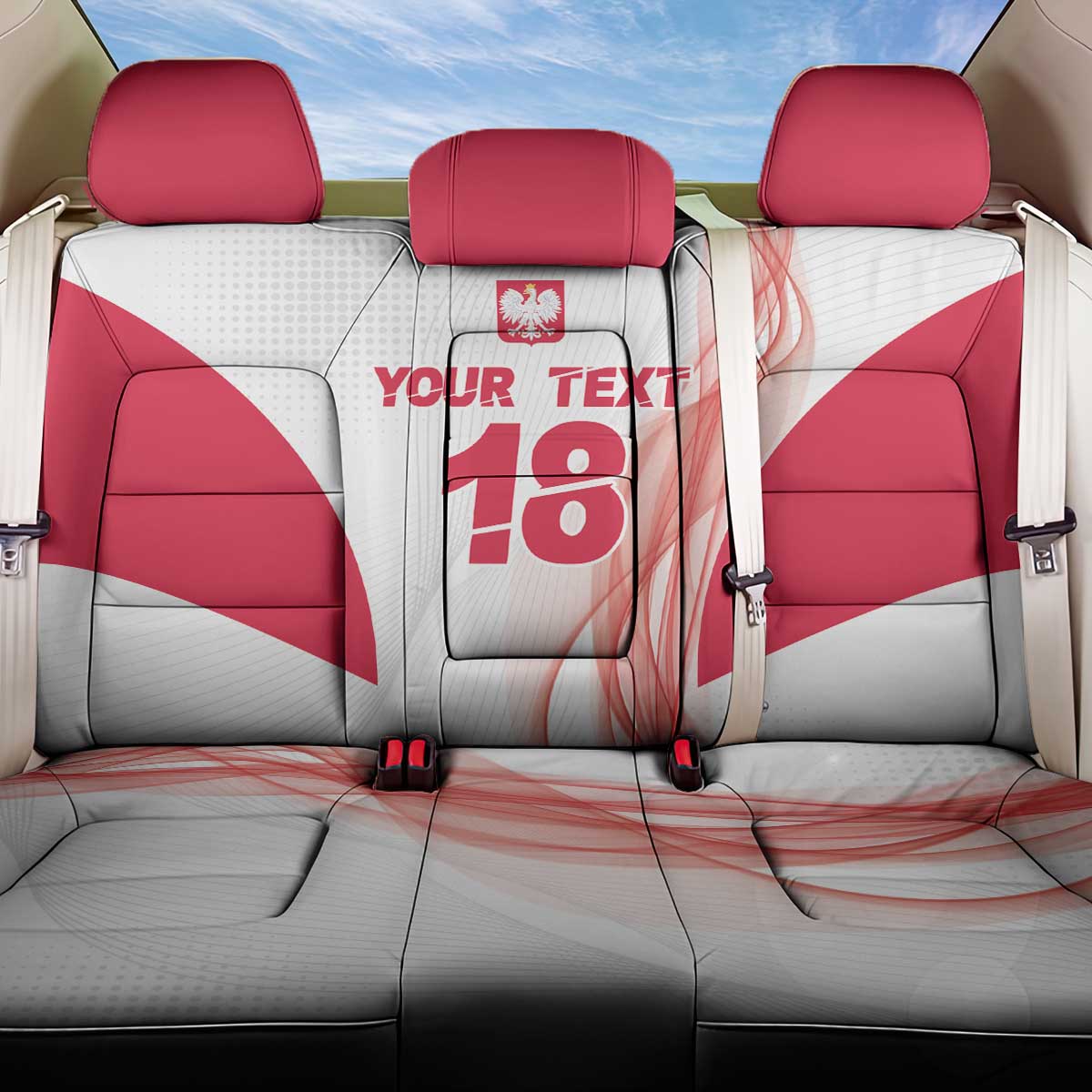 Custom Poland Volleyball Back Car Seat Cover Polish Eagle Sports Pride