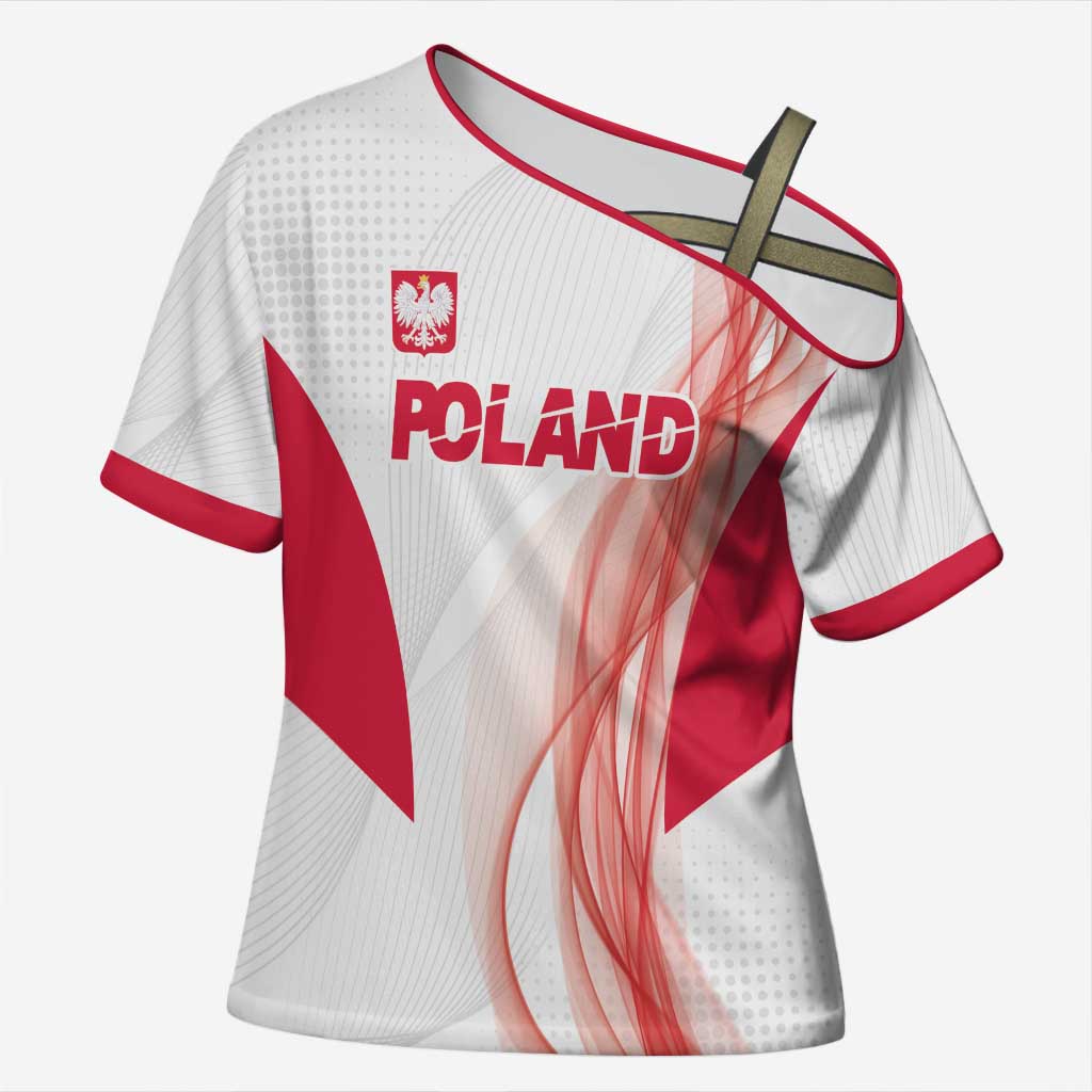 Custom Poland Volleyball Cross Shoulder Shirt Polish Eagle Sports Pride