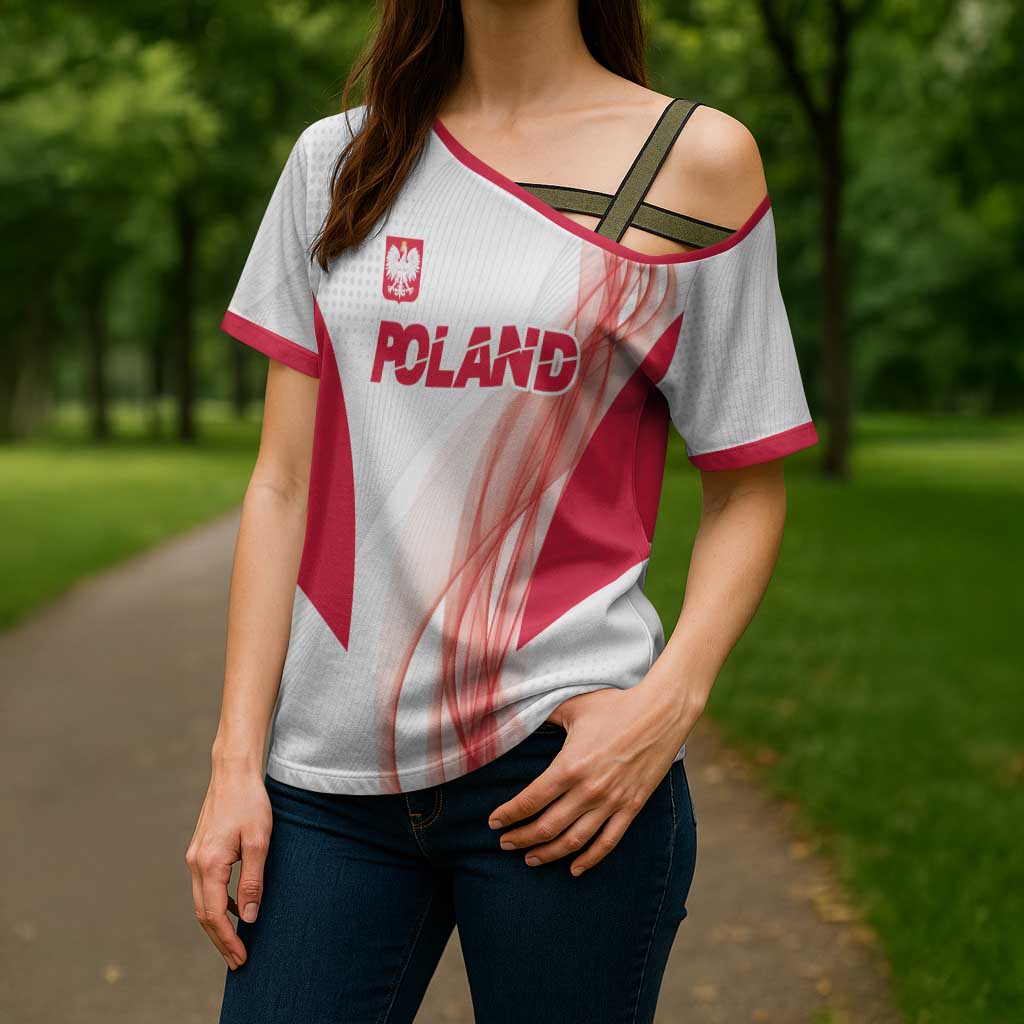 Custom Poland Volleyball Cross Shoulder Shirt Polish Eagle Sports Pride