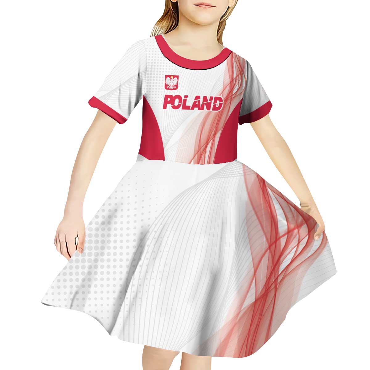 Custom Poland Volleyball Kid Short Sleeve Dress Polish Eagle Sports Pride