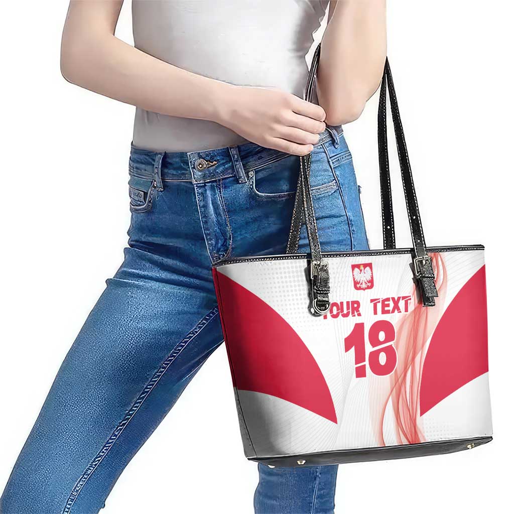 Custom Poland Volleyball Leather Tote Bag Polish Eagle Sports Pride