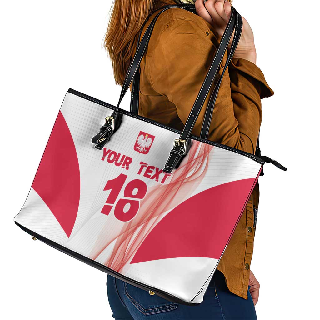 Custom Poland Volleyball Leather Tote Bag Polish Eagle Sports Pride