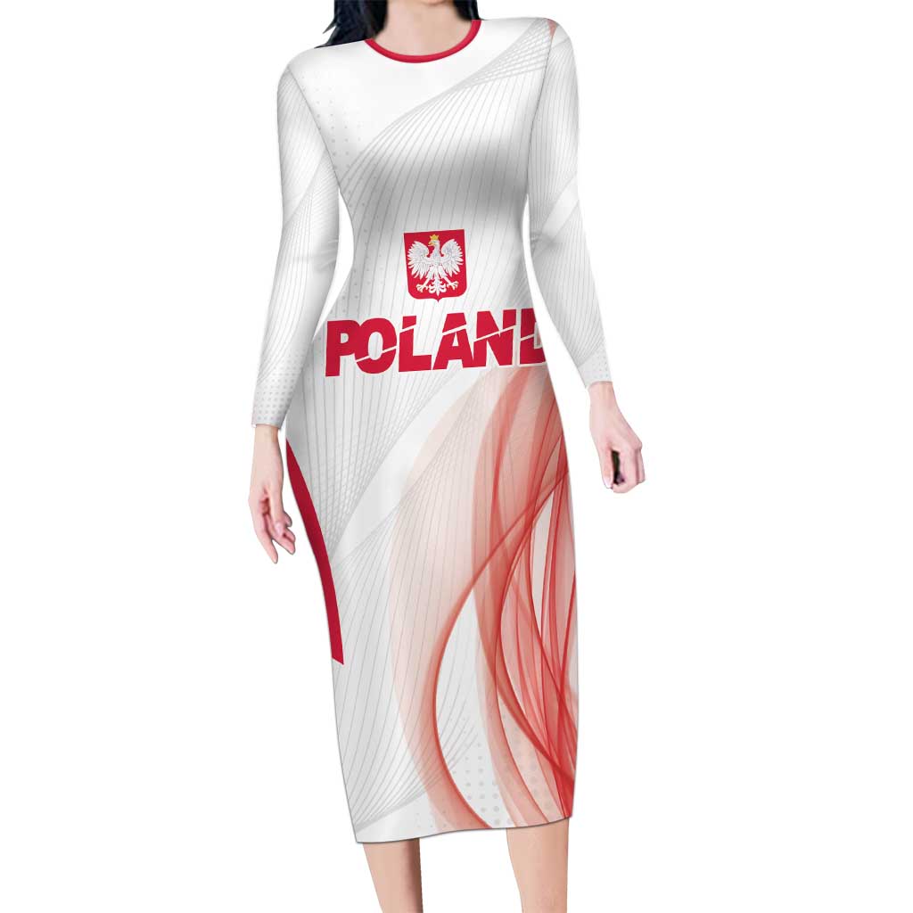 Custom Poland Volleyball Long Sleeve Bodycon Dress Polish Eagle Sports Pride