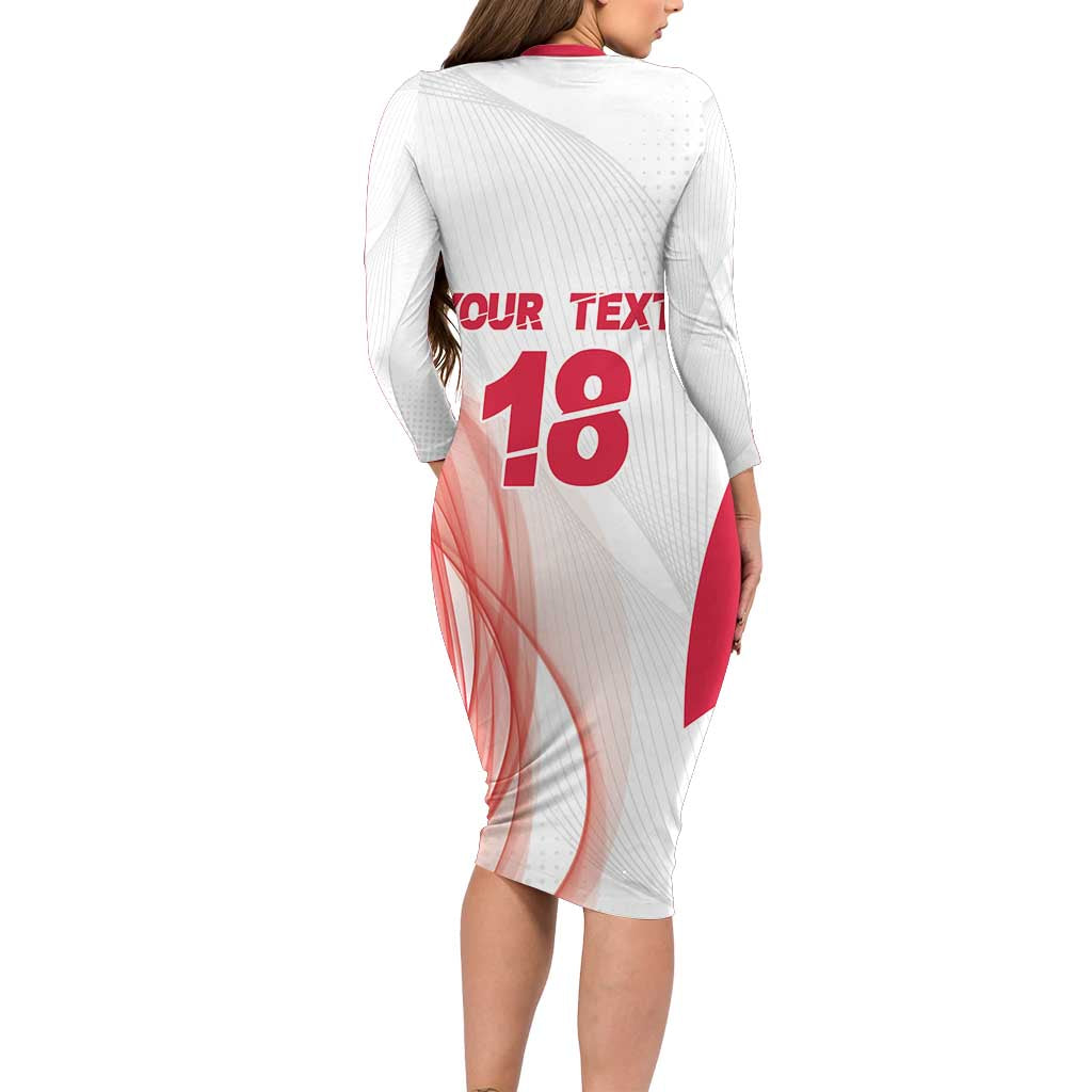 Custom Poland Volleyball Long Sleeve Bodycon Dress Polish Eagle Sports Pride