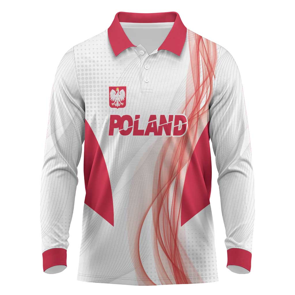 Custom Poland Volleyball Long Sleeve Polo Shirt Polish Eagle Sports Pride