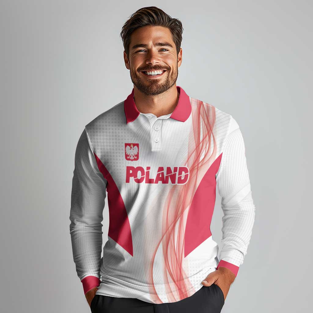 Custom Poland Volleyball Long Sleeve Polo Shirt Polish Eagle Sports Pride