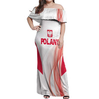 Custom Poland Volleyball Off Shoulder Maxi Dress Polish Eagle Sports Pride