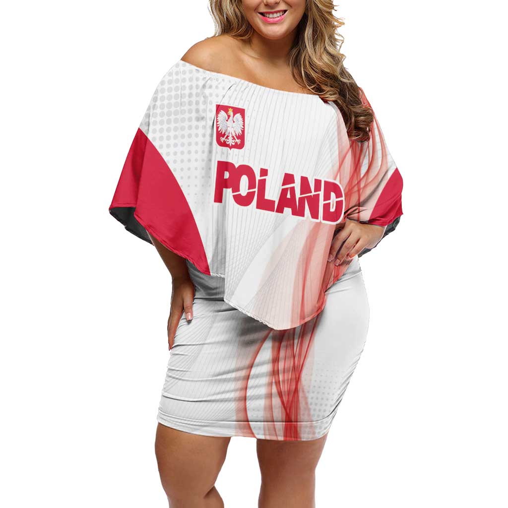Custom Poland Volleyball Off Shoulder Short Dress Polish Eagle Sports Pride