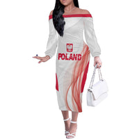 Custom Poland Volleyball Off The Shoulder Long Sleeve Dress Polish Eagle Sports Pride