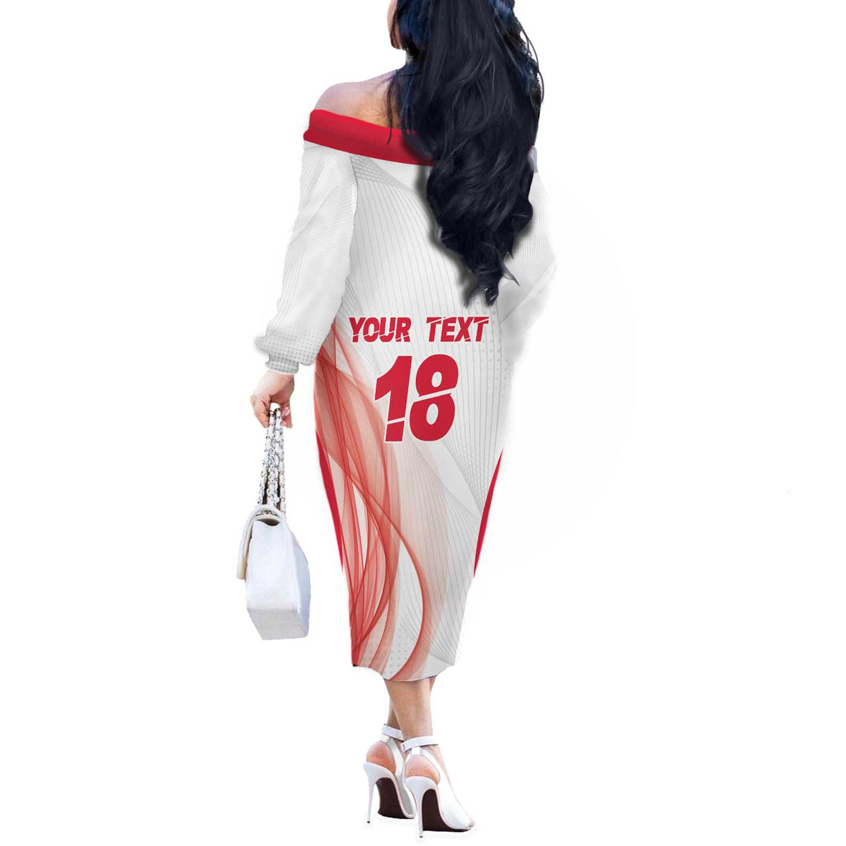 Custom Poland Volleyball Off The Shoulder Long Sleeve Dress Polish Eagle Sports Pride