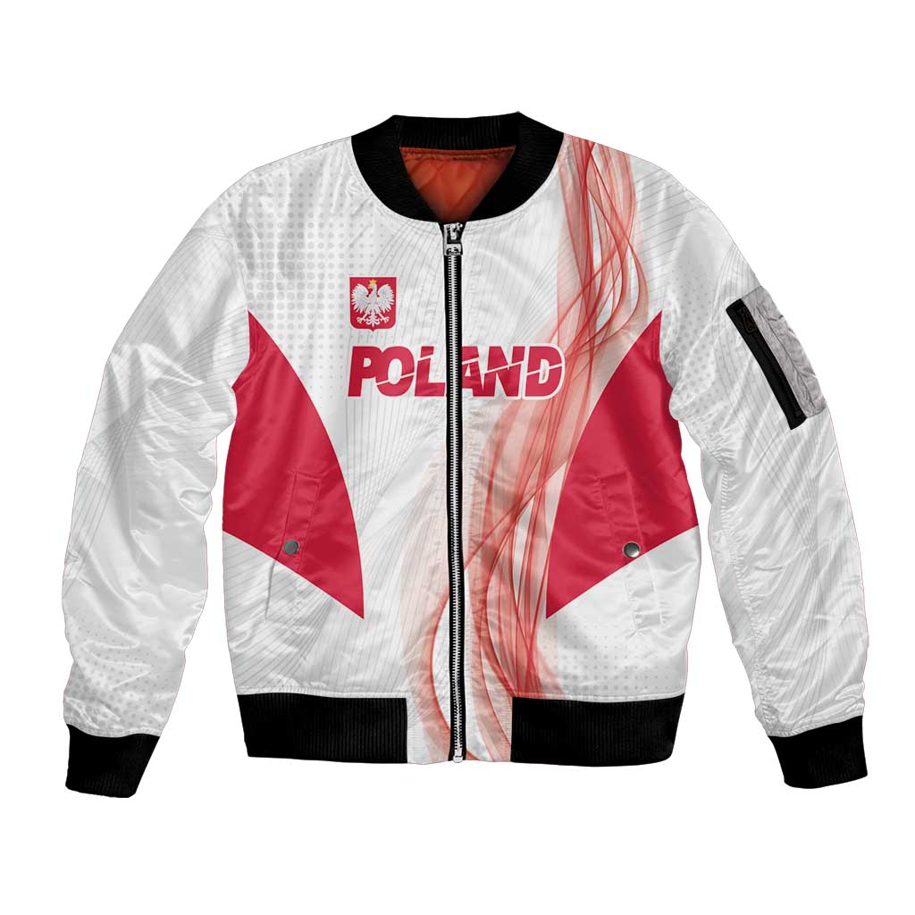 Custom Poland Volleyball Sleeve Zip Bomber Jacket Polish Eagle Sports Pride