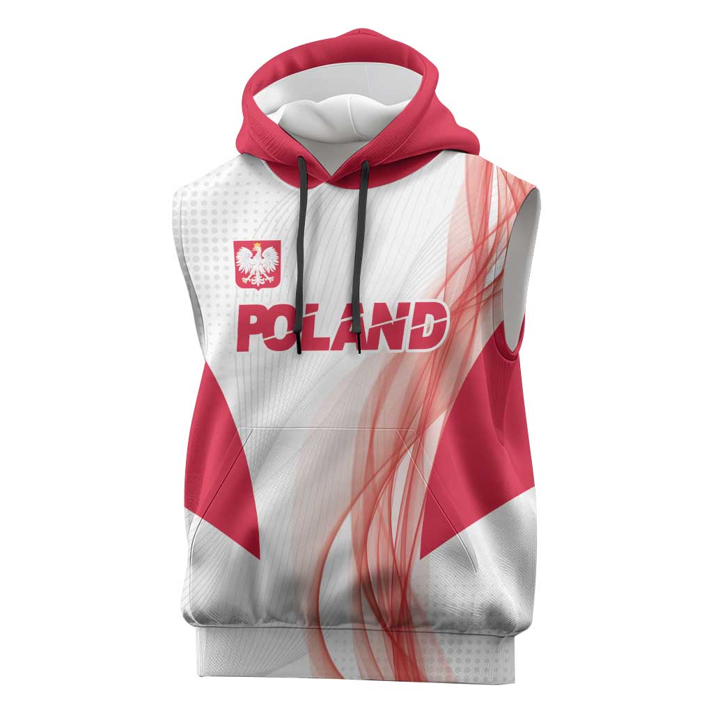 Custom Poland Volleyball Sleeveless Hoodie Polish Eagle Sports Pride