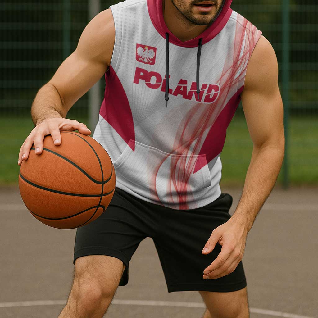 Custom Poland Volleyball Sleeveless Hoodie Polish Eagle Sports Pride