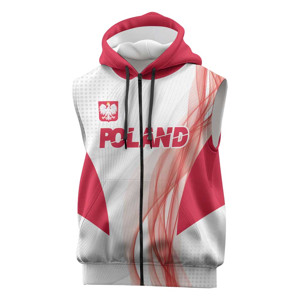 Custom Poland Volleyball Sleeveless Zip Hoodie Polish Eagle Sports Pride
