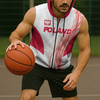 Custom Poland Volleyball Sleeveless Zip Hoodie Polish Eagle Sports Pride