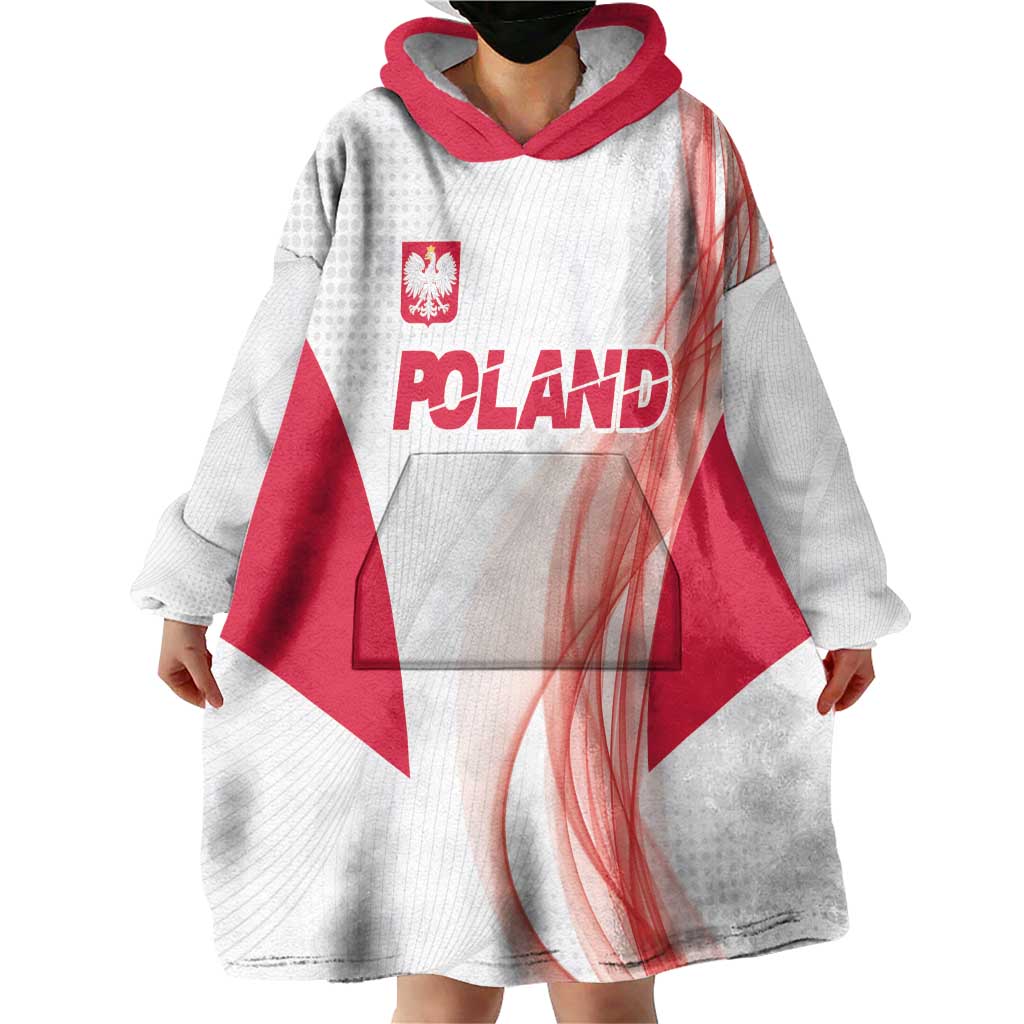 Custom Poland Volleyball Wearable Blanket Hoodie Polish Eagle Sports Pride