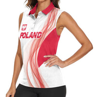 Custom Poland Volleyball Women Sleeveless Polo Shirt Polish Eagle Sports Pride