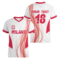 Custom Poland Volleyball Women V-Neck T-Shirt Polish Eagle Sports Pride