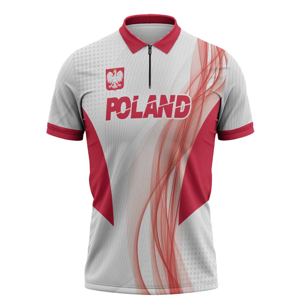 Custom Poland Volleyball Zipper Polo Shirt Polish Eagle Sports Pride