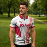 Custom Poland Volleyball Zipper Polo Shirt Polish Eagle Sports Pride