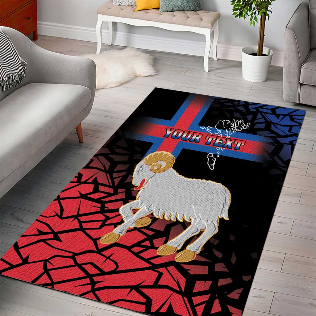 Personalized Faroe Islands Area Rug Coat Of Arms Flag Style