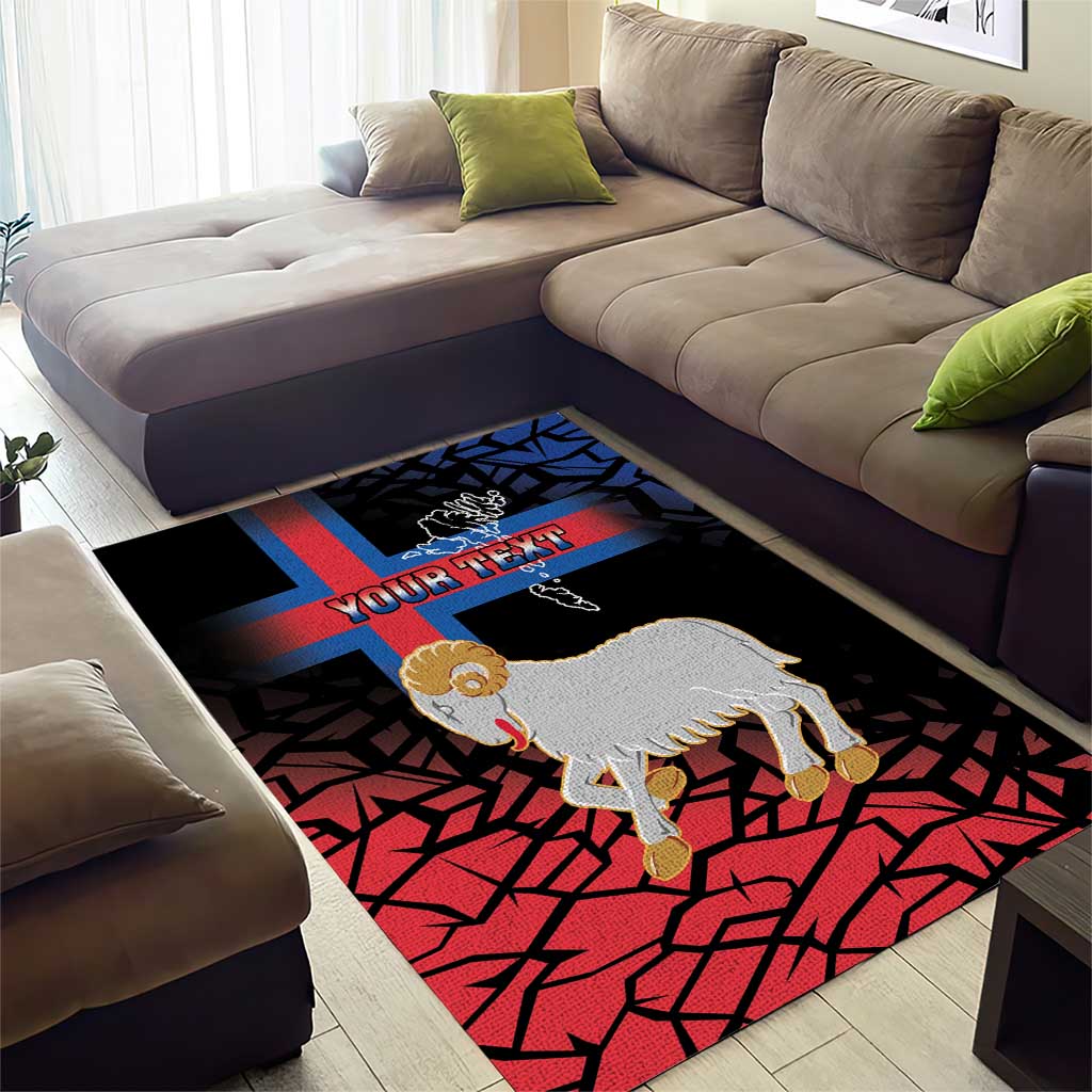 Personalized Faroe Islands Area Rug Coat Of Arms Flag Style