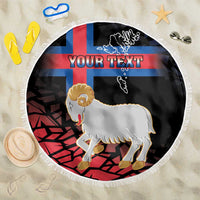 Personalized Faroe Islands Beach Blanket Coat Of Arms Flag Style