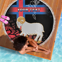 Personalized Faroe Islands Beach Blanket Coat Of Arms Flag Style