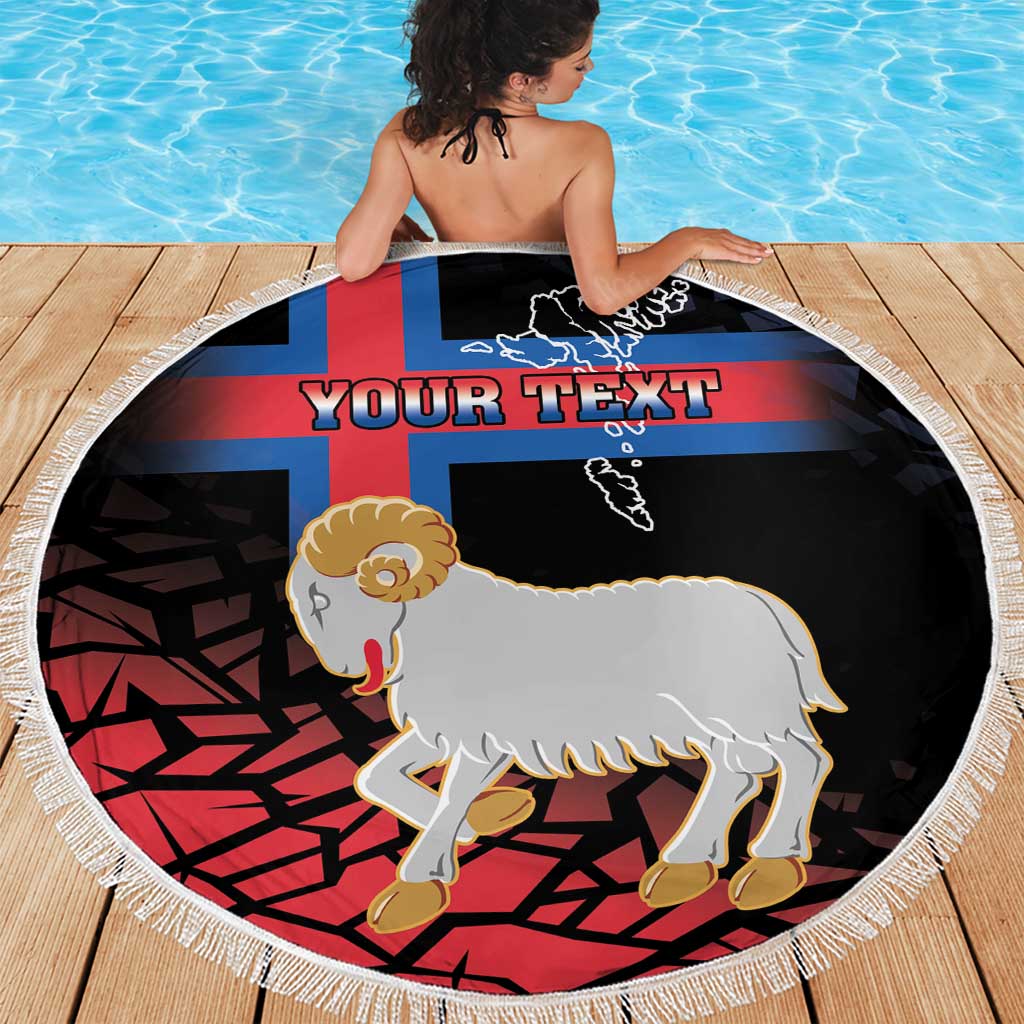 Personalized Faroe Islands Beach Blanket Coat Of Arms Flag Style