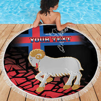 Personalized Faroe Islands Beach Blanket Coat Of Arms Flag Style