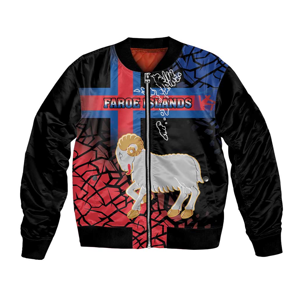 Personalized Faroe Islands Bomber Jacket Coat Of Arms Flag Style