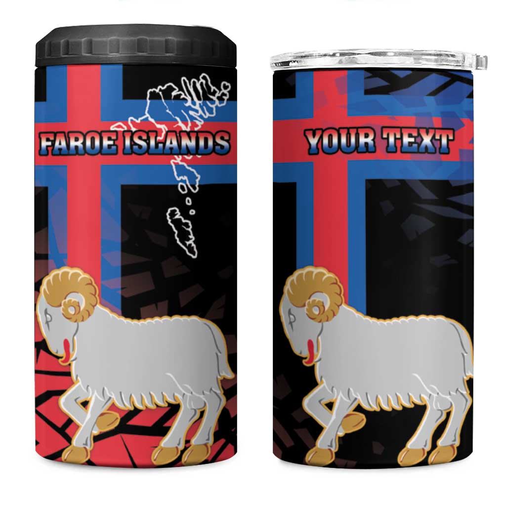 Personalized Faroe Islands 4 in 1 Can Cooler Tumbler Coat Of Arms Flag Style