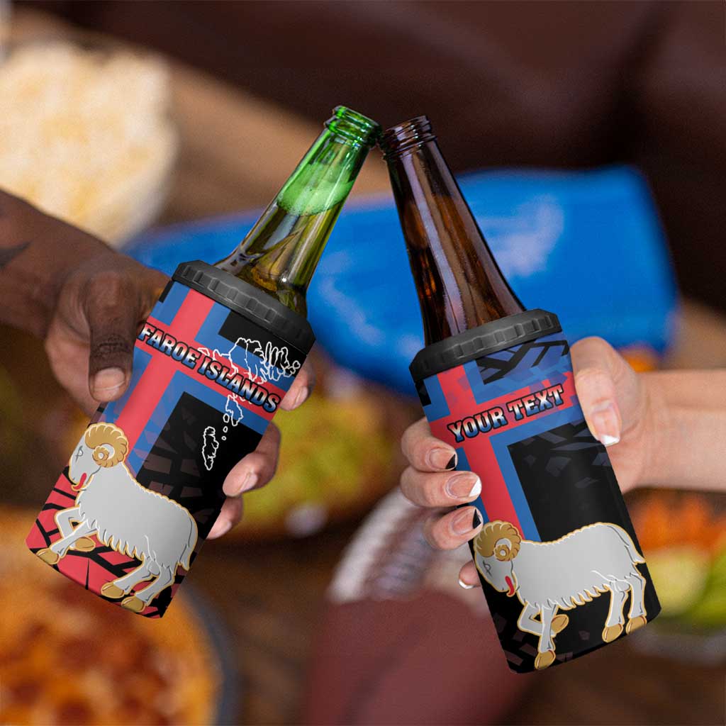 Personalized Faroe Islands 4 in 1 Can Cooler Tumbler Coat Of Arms Flag Style