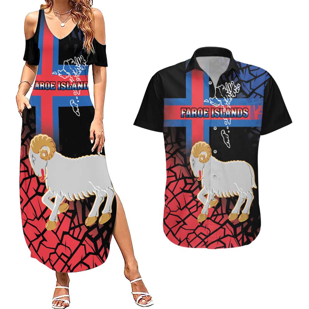 Personalized Faroe Islands Couples Matching Summer Maxi Dress and Hawaiian Shirt Coat Of Arms Flag Style
