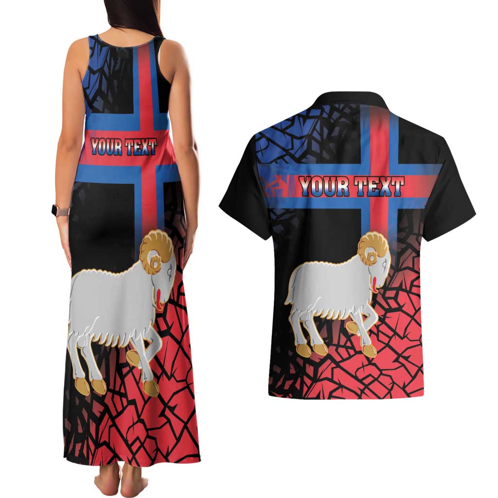 Personalized Faroe Islands Couples Matching Tank Maxi Dress and Hawaiian Shirt Coat Of Arms Flag Style