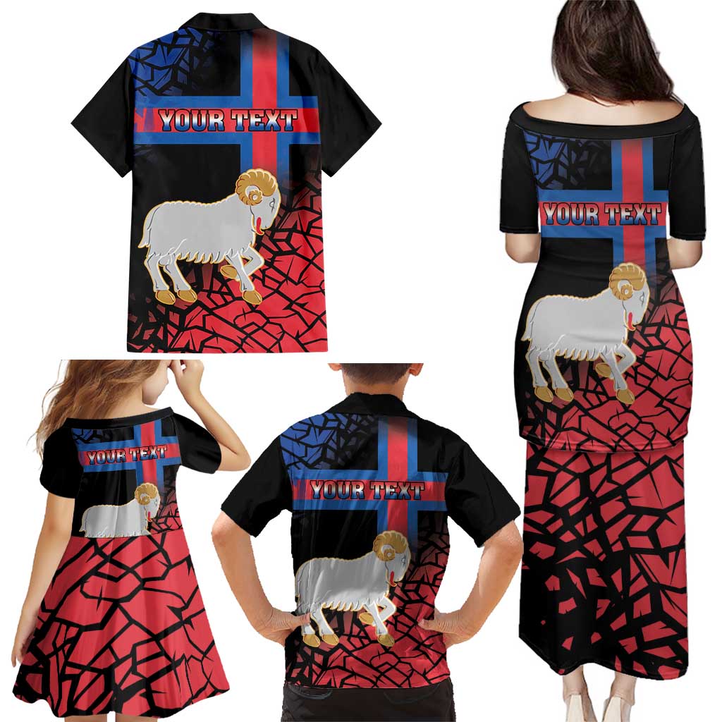 Personalized Faroe Islands Family Matching Puletasi and Hawaiian Shirt Coat Of Arms Flag Style