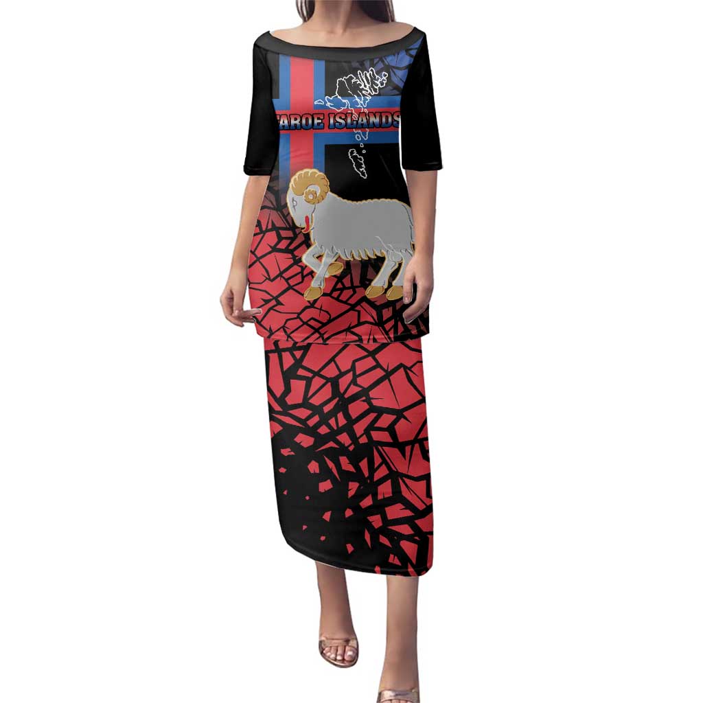 Personalized Faroe Islands Family Matching Puletasi and Hawaiian Shirt Coat Of Arms Flag Style