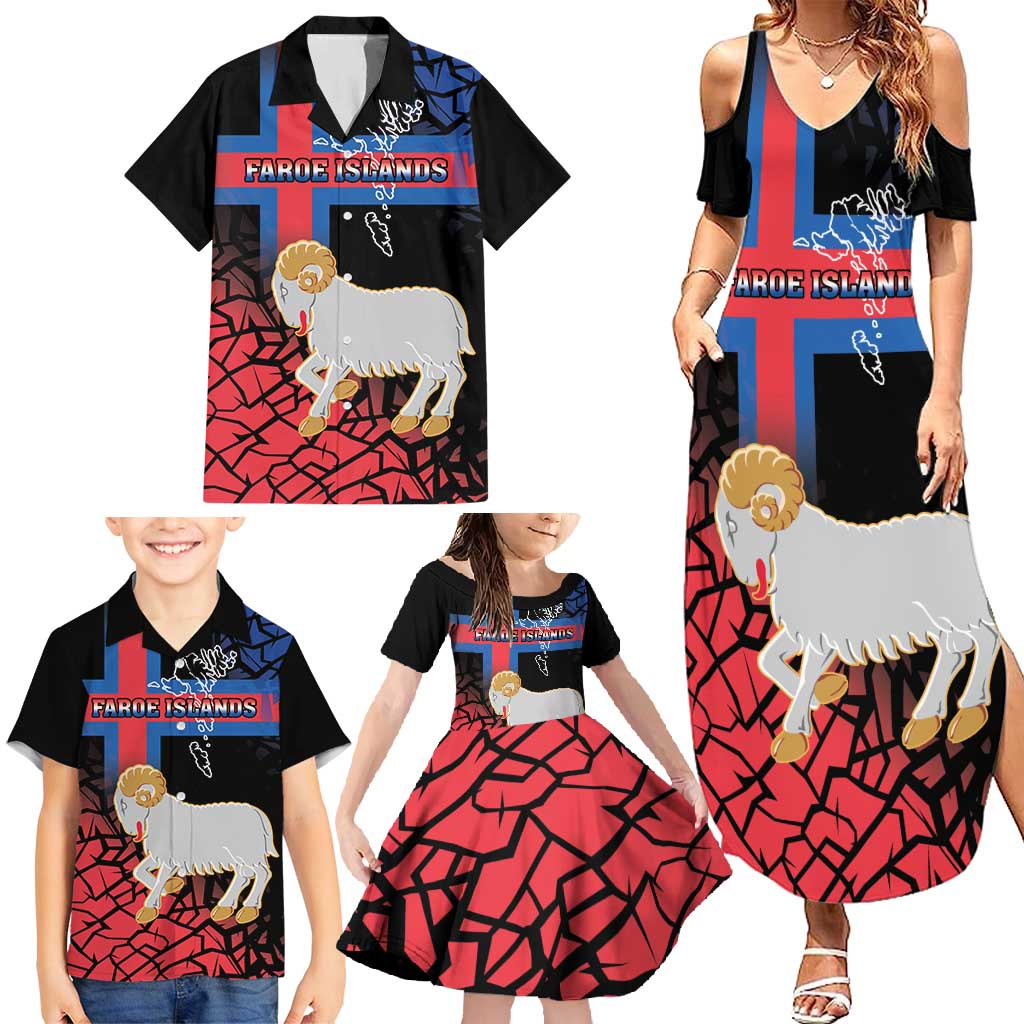 Personalized Faroe Islands Family Matching Summer Maxi Dress and Hawaiian Shirt Coat Of Arms Flag Style