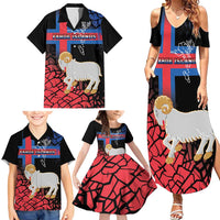Personalized Faroe Islands Family Matching Summer Maxi Dress and Hawaiian Shirt Coat Of Arms Flag Style