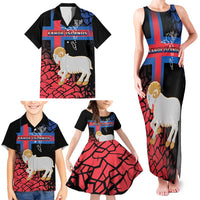 Personalized Faroe Islands Family Matching Tank Maxi Dress and Hawaiian Shirt Coat Of Arms Flag Style